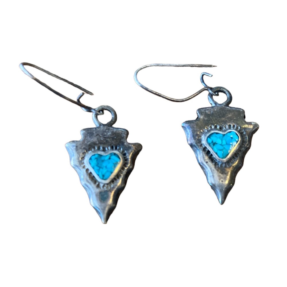 Native Handmade Silver & Turquoise Earrings